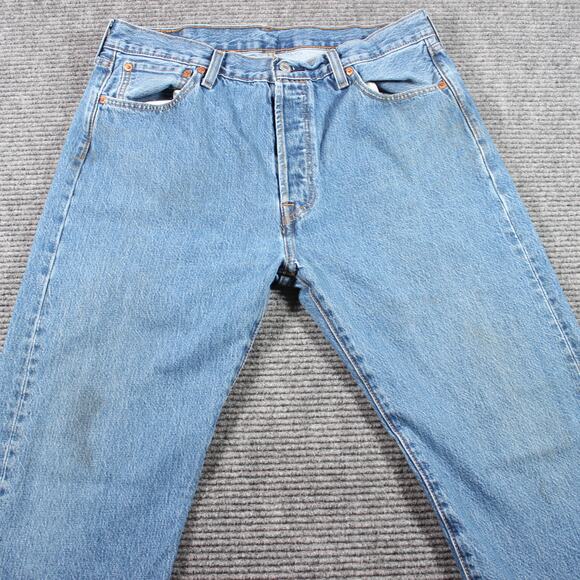 Levis Jeans Mens 35x34 Blue Straight Leg Classic 100 Cotton - Picture 3 of 11